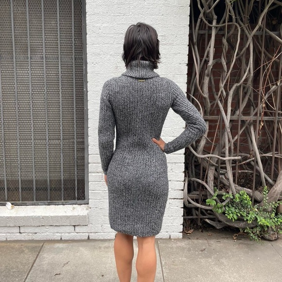 michael kors timeless knit turtlenck grey  sweater dress sz xs - Picture 4 of 6